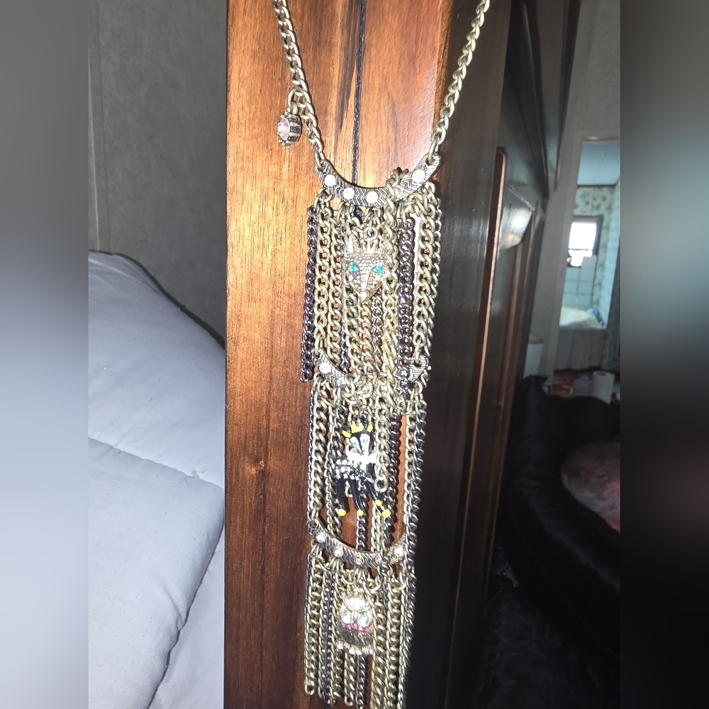 RARE VINTAGE BETSEY JOHNSON WOODLAND FRINGE NECKLACE